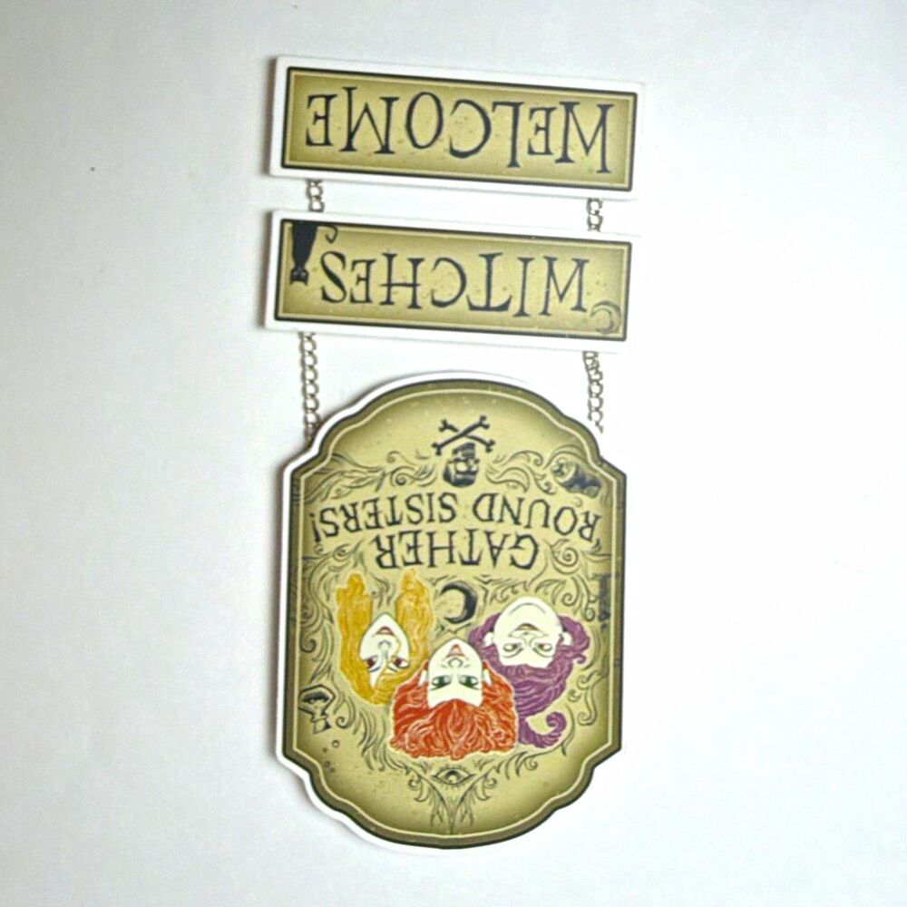 Silver Buffalo Disney Hocus Pocus Hanging Sign "Gather Round Sisters" Witches